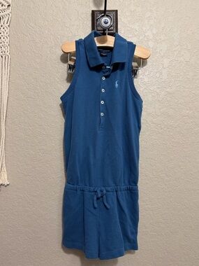 Ralph Lauren girl sz 6 Blue Sleeveless Polo Romper
